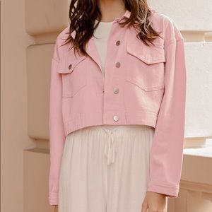 NWT Lulus Heard About You Dusty Pink Cropped Twill Jacket Size Small